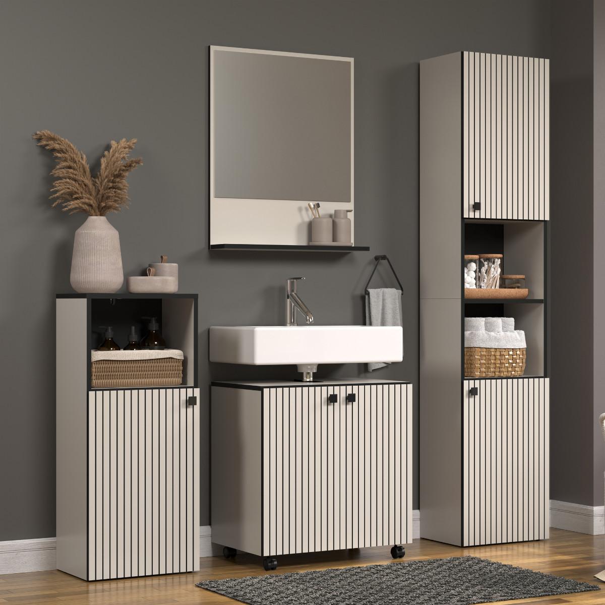 WASCHBECKENUNTERSCHRANK PureBliss Hellgrau - Hellgrau, Holzwerkstoff (60/64/42cm) - Trendteam