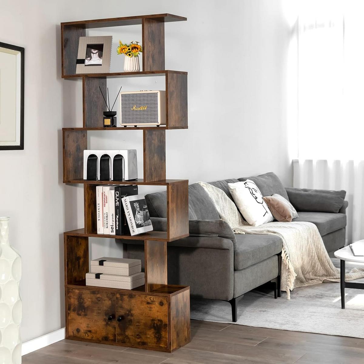 BUCHERREGAL Standregal mit Türen Braun - Braun, Holz (70/183/23cm) - COSTWAY