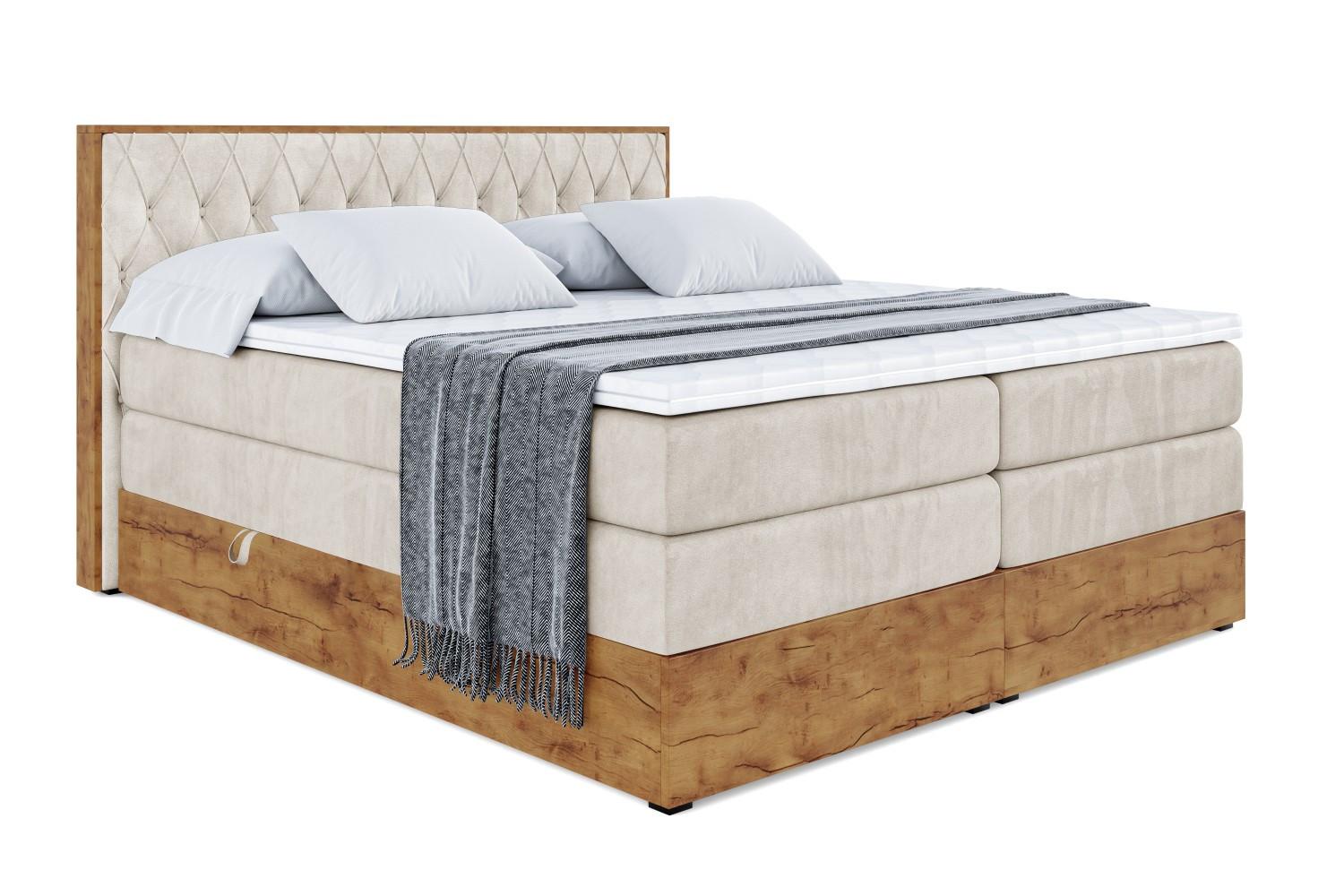 BOXSPRINGBETT mit Matratze H3|H4 und Lattenrost - LOLLI5 KING-140x200 - Beige Casablanca - Beige, Holzwerkstoff (140/200cm) - ALTDECOR