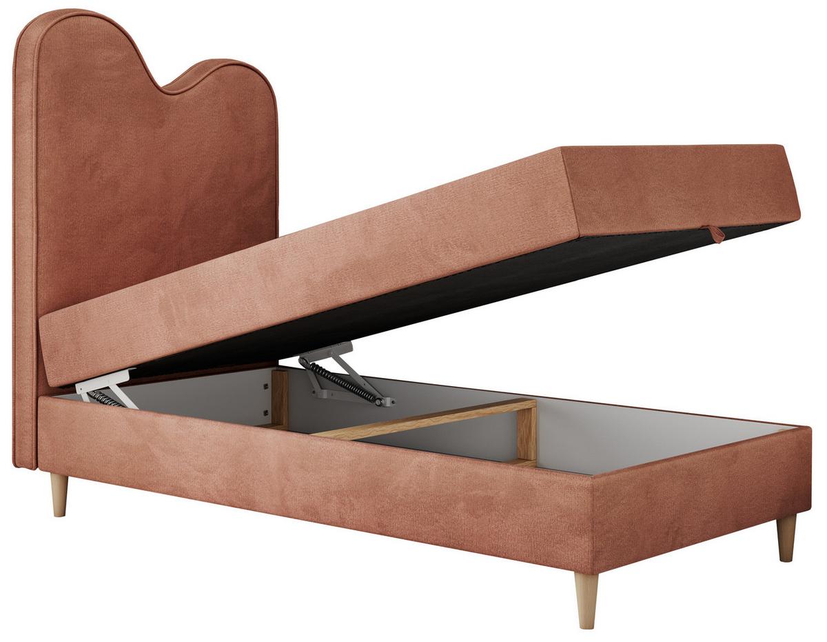 BOXBETT FLOW 90/180 Hellrosa Velvet hydrophob - H3 - Hellrosa, Holz/Textil (90/180cm) - MKS