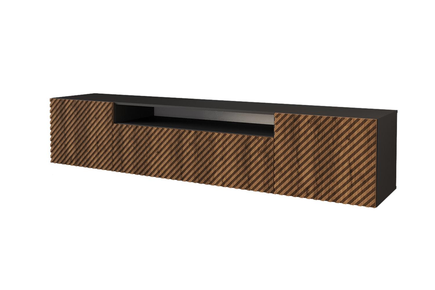 LOWBOARD ZENO-W 200x40x41 cm - Schwarz / Katania - Eiche Wotan, Holzwerkstoff (200/40/41cm) - ALTDECOR