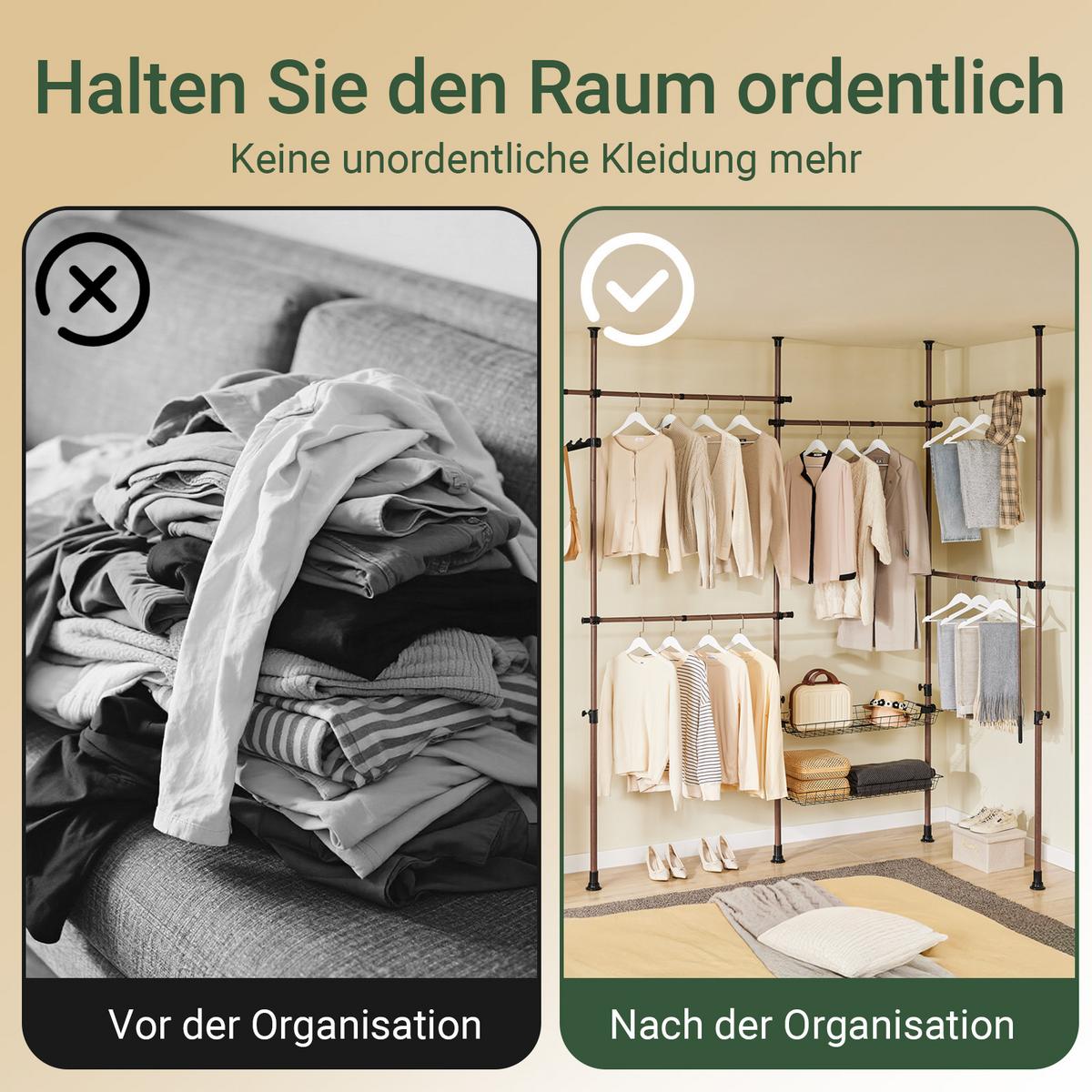 TELESKOP-KLEIDERSTÄNDER Braun - Braun, Kunststoff (311/295/37cm) - SoBuy