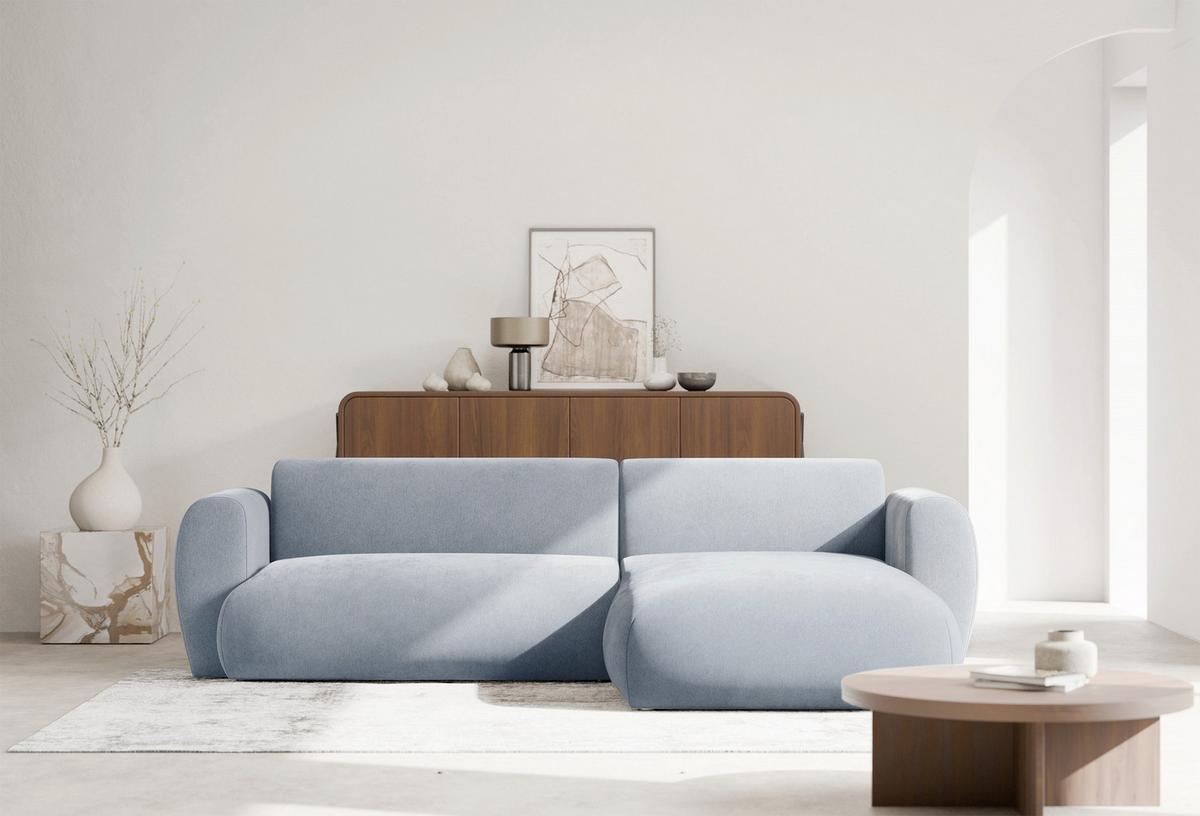 ECKSOFA Emia Hellblau rechts - Schwarz/Hellblau, Kunststoff/Textil (156/262cm) - Selsey