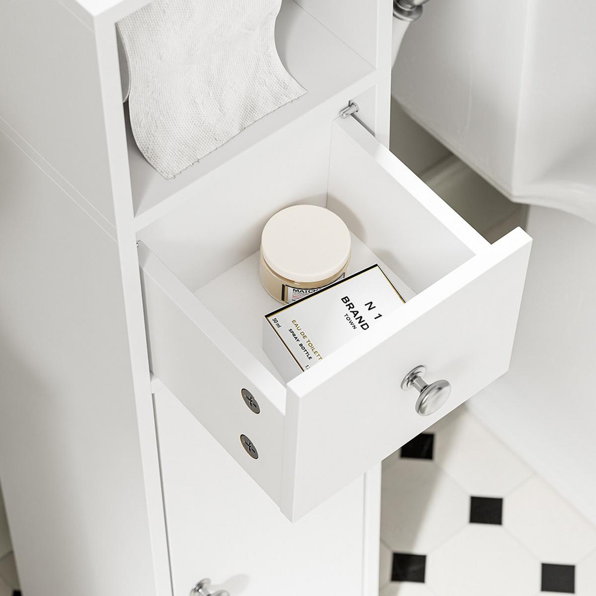 SCHMALER Badezimmerschrank mit Toilettenpapierhalter BZR219-W - Ahornfarben, Fell (20/85/20cm) - SoBuy