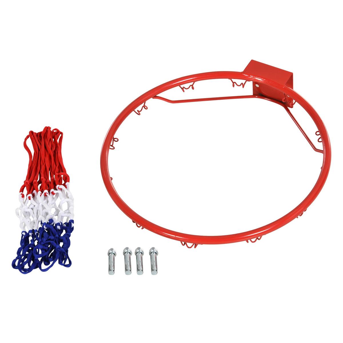 BASKETBALLKORB mit Netz Basketballnetz Metallrohr Rot+Blau+Weiß ø46 cm - Rot, Metall (1.6/46cm) - HOMCOM