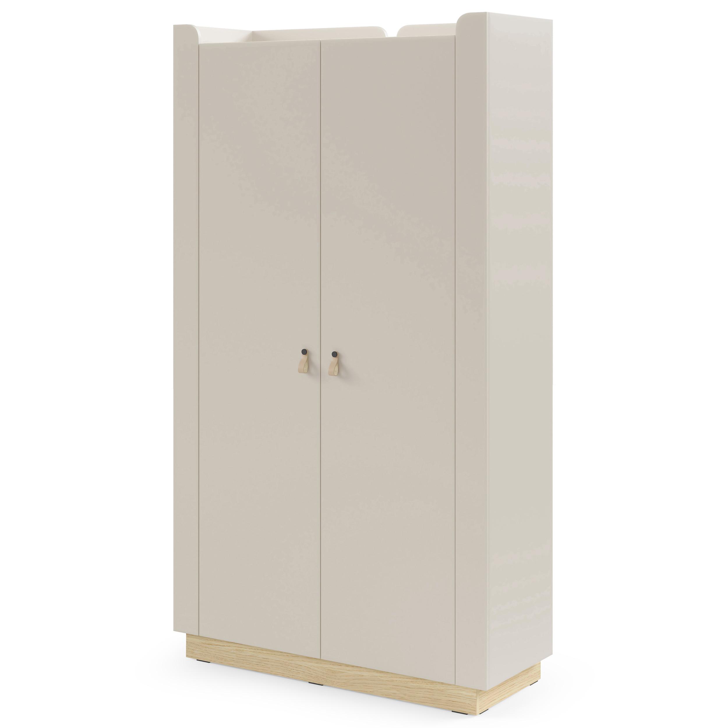 DREHTÜRENSCHRANK Sorella, 2-türig, 110 cm, für Jugendzimmer, Macadamia + Eiche Mavelie - Eichefarben/Beige, Leder/Holzwerkstoff (110/201/52cm) - Beautysofa