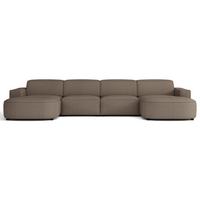 WOHNLANDSCHAFT Sallmo U-Form, universell, 3-Sitzer 374 cm - Hellbraun/Schwarz, Kunststoff/Textil (374/70/166cm) - Selsey
