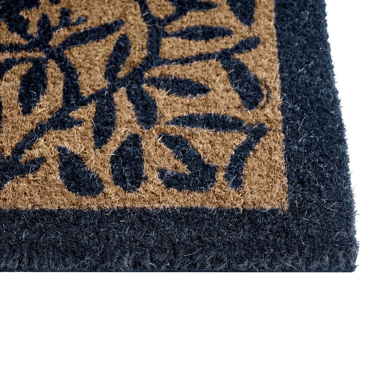 FUSSMATTE Naturfarben 45/75 cm Blatt Kokosfasern Nunivak - Hellblau, Textil (45/75cm) - Beliani