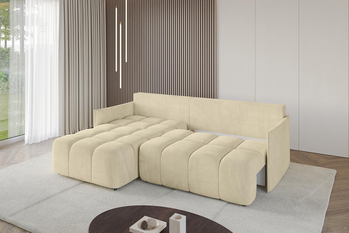 ECKSOFA Ottomane links LONLI-L 251x189x68 Taupe Velours - Taupe, Holzwerkstoff/Kunststoff (251/189cm) - ALTDECOR