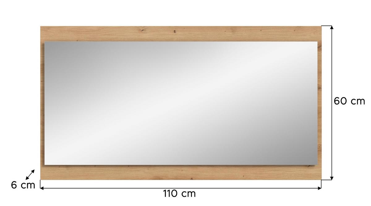 GARDEROBENSPIEGEL in Artisan Eiche, Wandspiegel 110 x 60 cm Borga - Eiche Artisan, Holzwerkstoff (110/60/6cm) - Inn.Furn