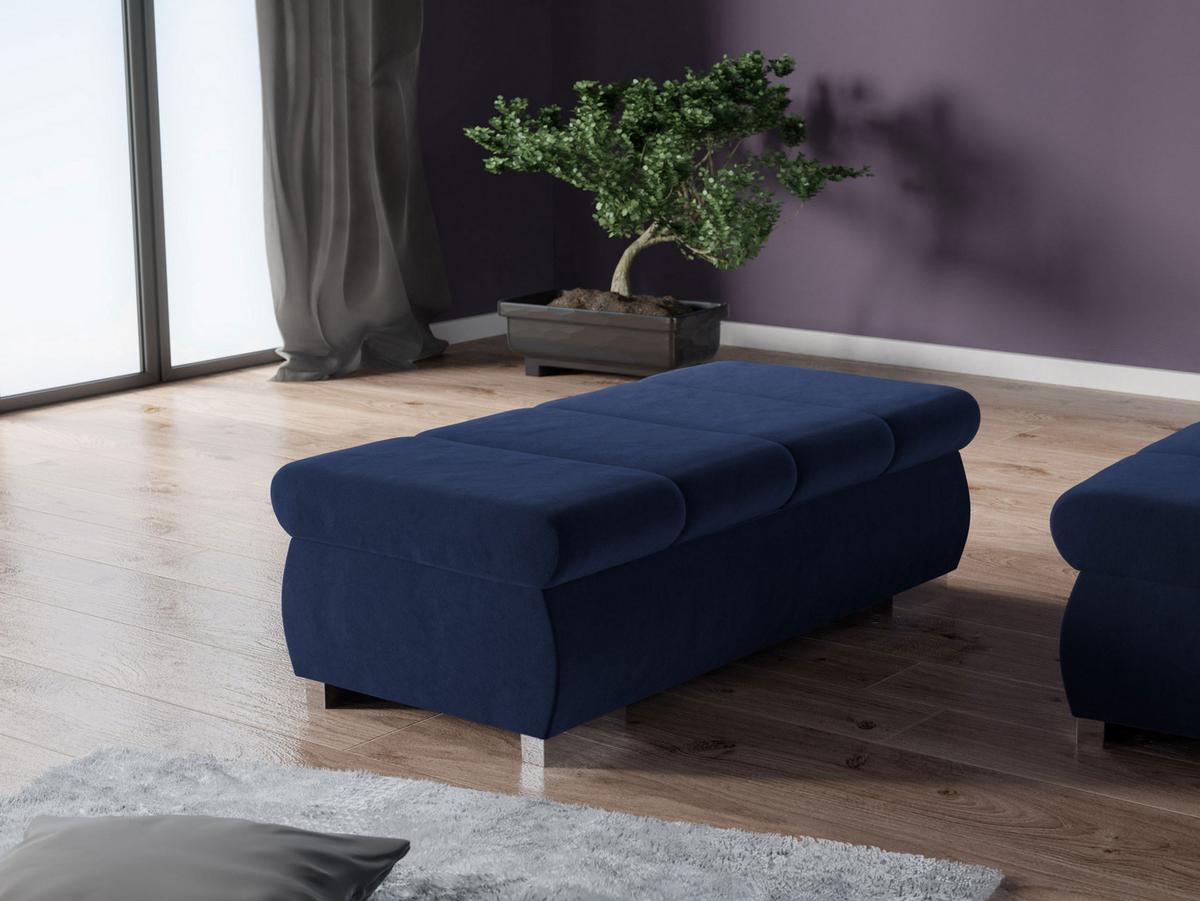 POLSTERHOCKER Bangkok Groß - Silberfarben/Dunkelblau, Holz/Kunststoff (120/39/60cm) - MIRJAN24