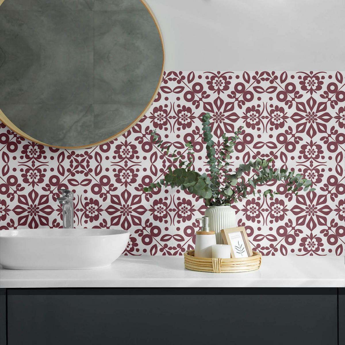 WANDPANEEL 6x 60x30 cm selbstklebend Rosaria - Bordeaux, Kunststoff (30/1.6/60cm) - Wallfluent