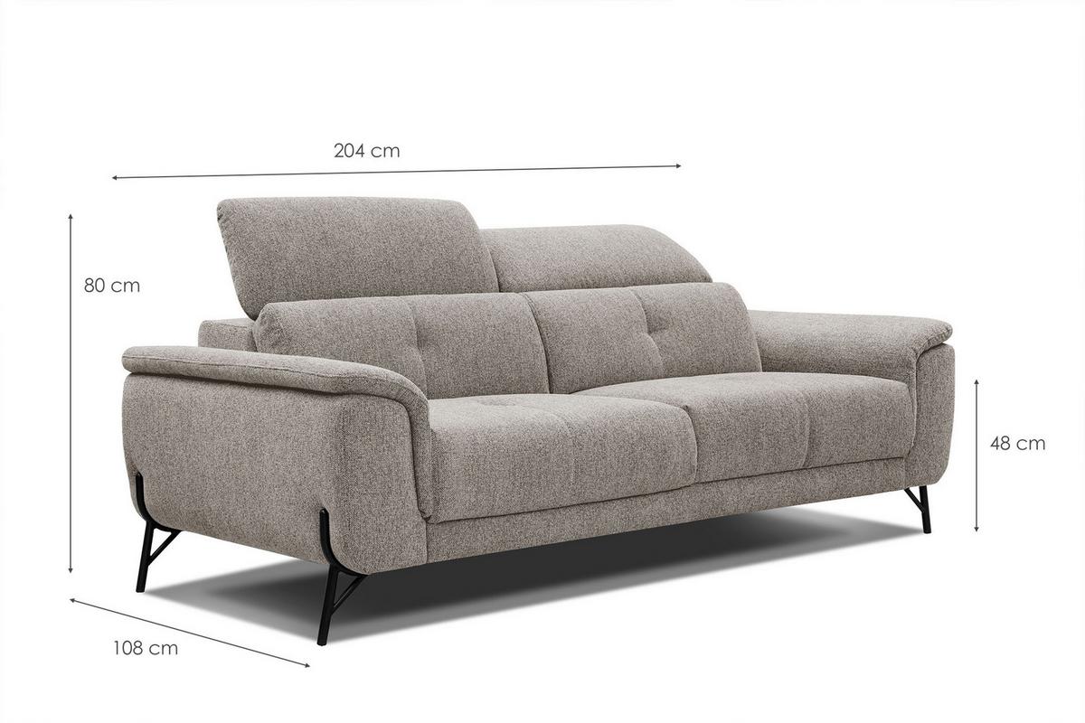 SOFA AVENA 3-Sitzer, taupe - Taupe, Holzwerkstoff/Textil (204/80/108cm) - Wozimo