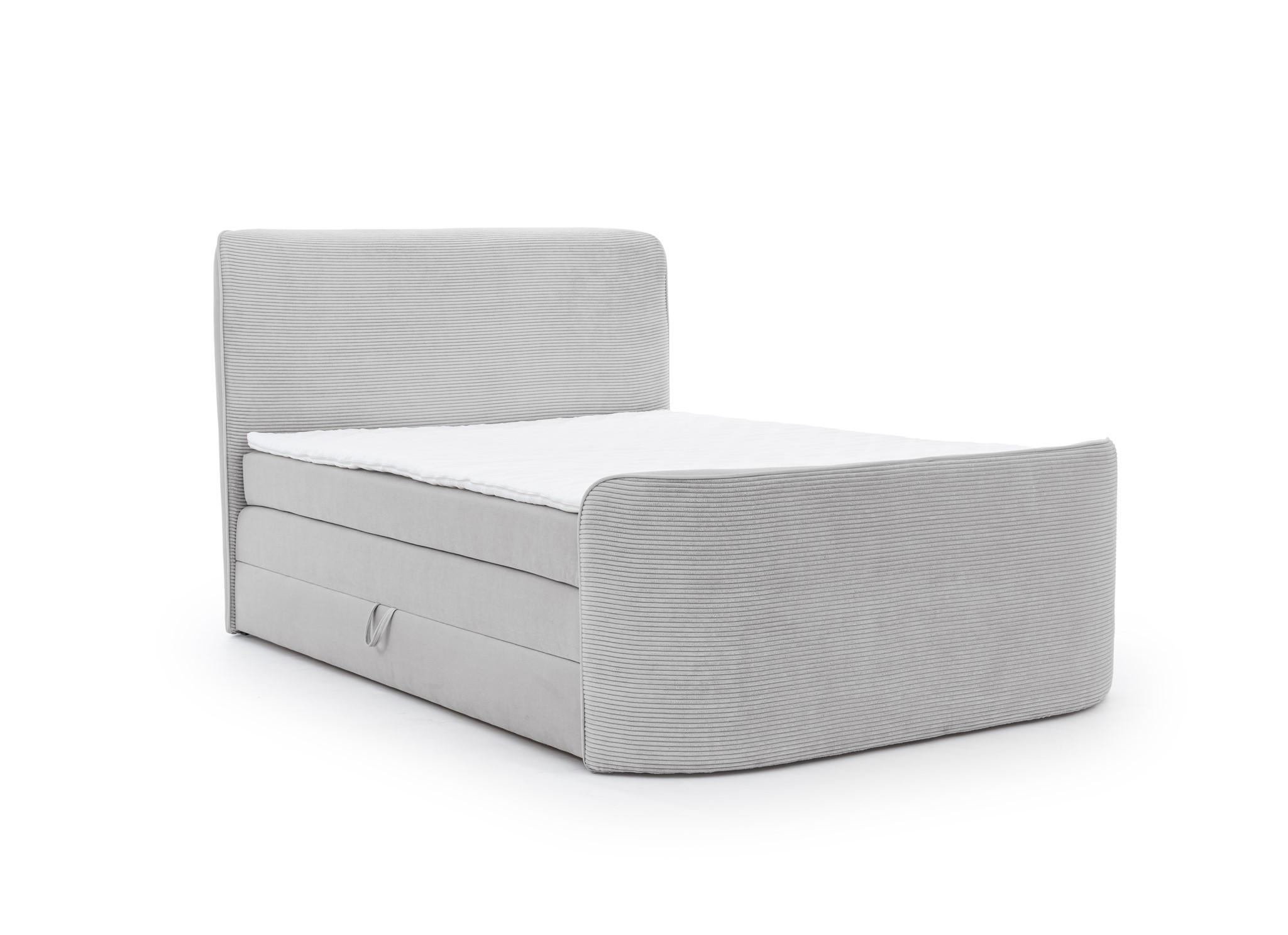 BOXSPRINGBETT Body In Stoff Paros - Hellgrau, Holzwerkstoff/Textil (120/200cm) - Fun Möbel