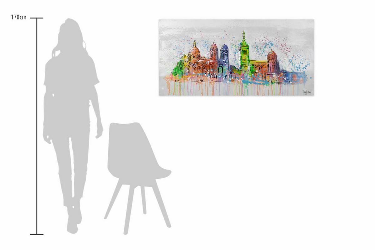 ACRYLBILD HANDGEMALT 120/60 cm - Multicolor/Grau, Holz/Textil (120/60cm) - KUNSTLOFT