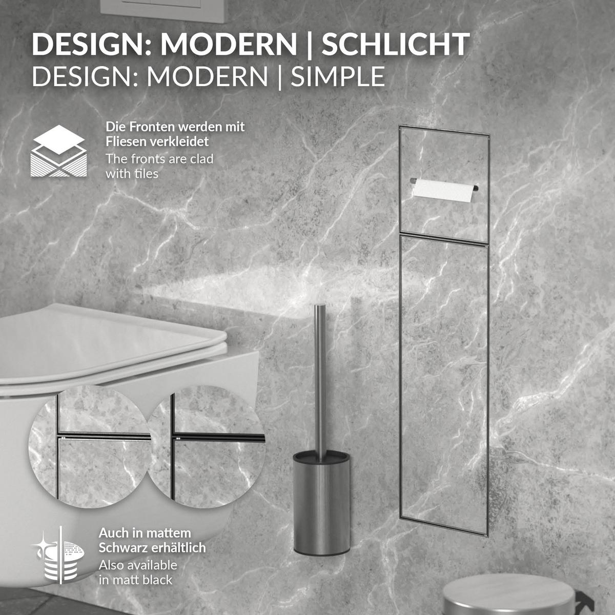 UNTERPUTZ-SCHRANKMODUL WC aus Edelstahl Silber 60x20x14 cm - Silberfarben, Metall (14/60/20cm) - LuxeBath