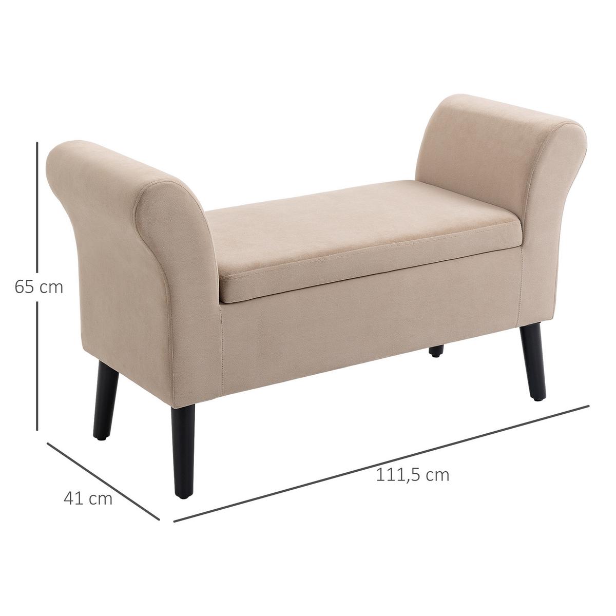 TRUHENBANK modern Gummiholz Beige - Beige, Kunststoff (41/65/111.5cm) - HOMCOM