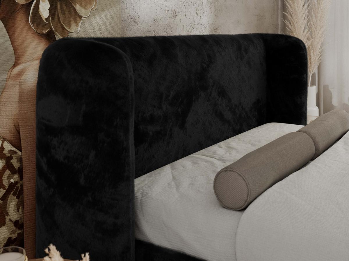 POLSTERBETT EMORA CLASSIC DUO 160/200 - Schwarz Plüsch - Multipocket-Matratze - Schwarz, Textil (160/200cm) - MKS