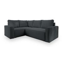 ECKSOFA ESTANO L-S Graphitfarben Kordstoff mit Schlaffunktion - Graphitfarben, Holz (230/158cm) - MASSENO