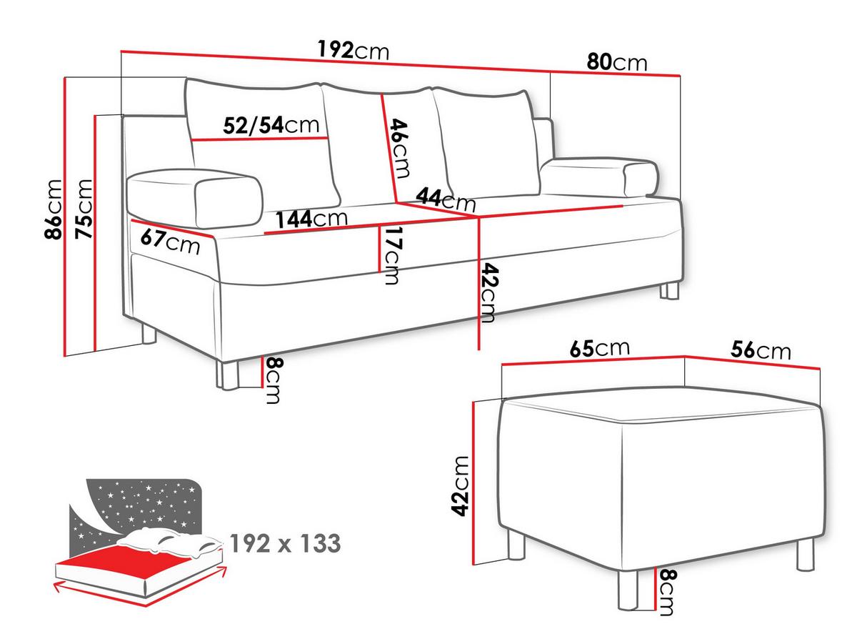 SCHLAFSOFA Dover mit Polsterhocker - Chromfarben/Greige, Holz/Kunststoff (192/86/80cm) - MIRJAN24