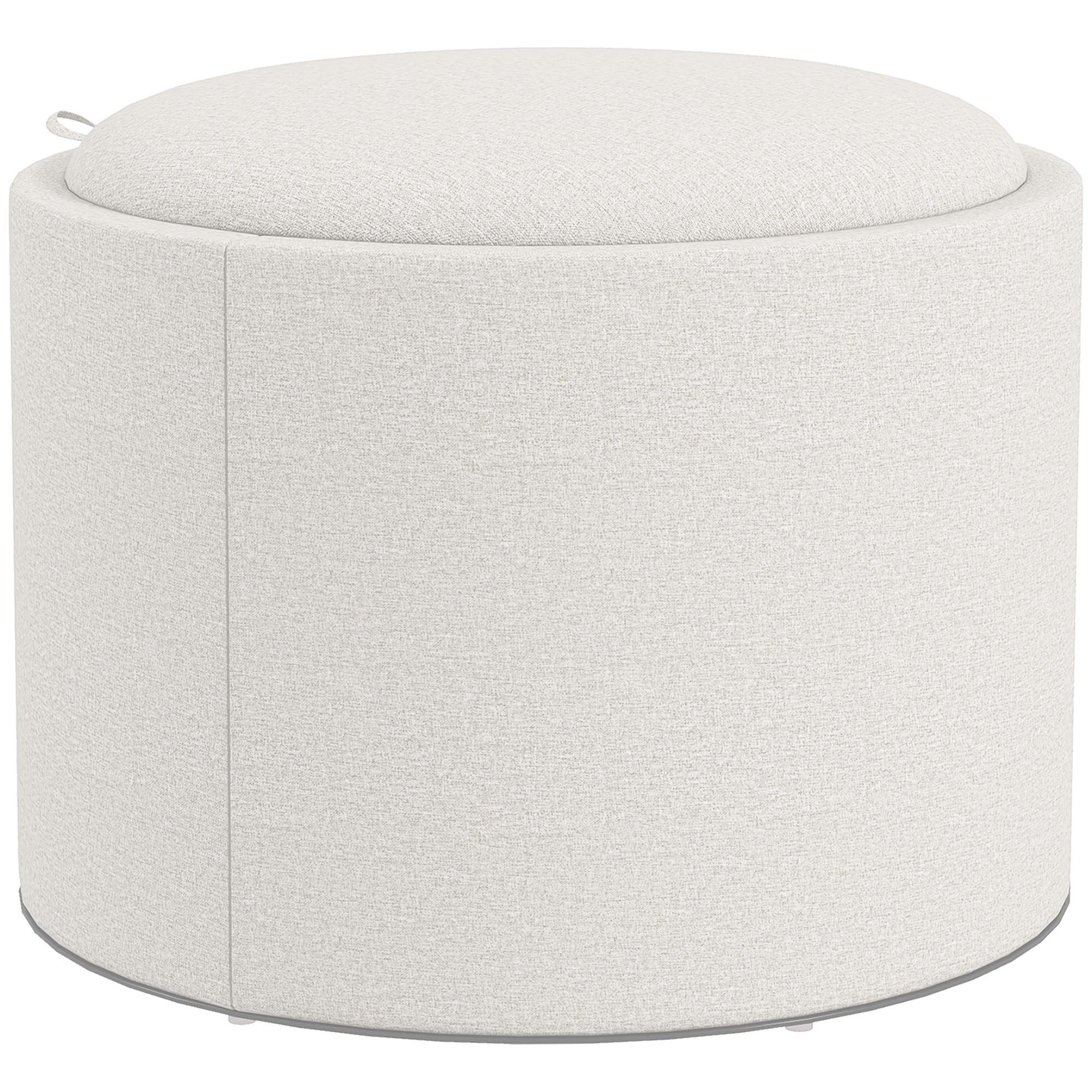 SITZHOCKER Rund mit Polsterung und Stauraum, Klappdeckel, Creme - Creme, Textil (56/42/56cm) - HOMCOM