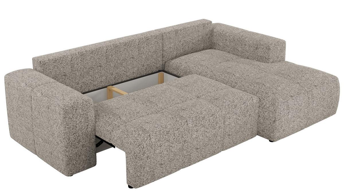 ECKSOFA MONIVA Beige Strukture - Rechts - Beige/Schwarz, Textil (266/164cm) - MKS