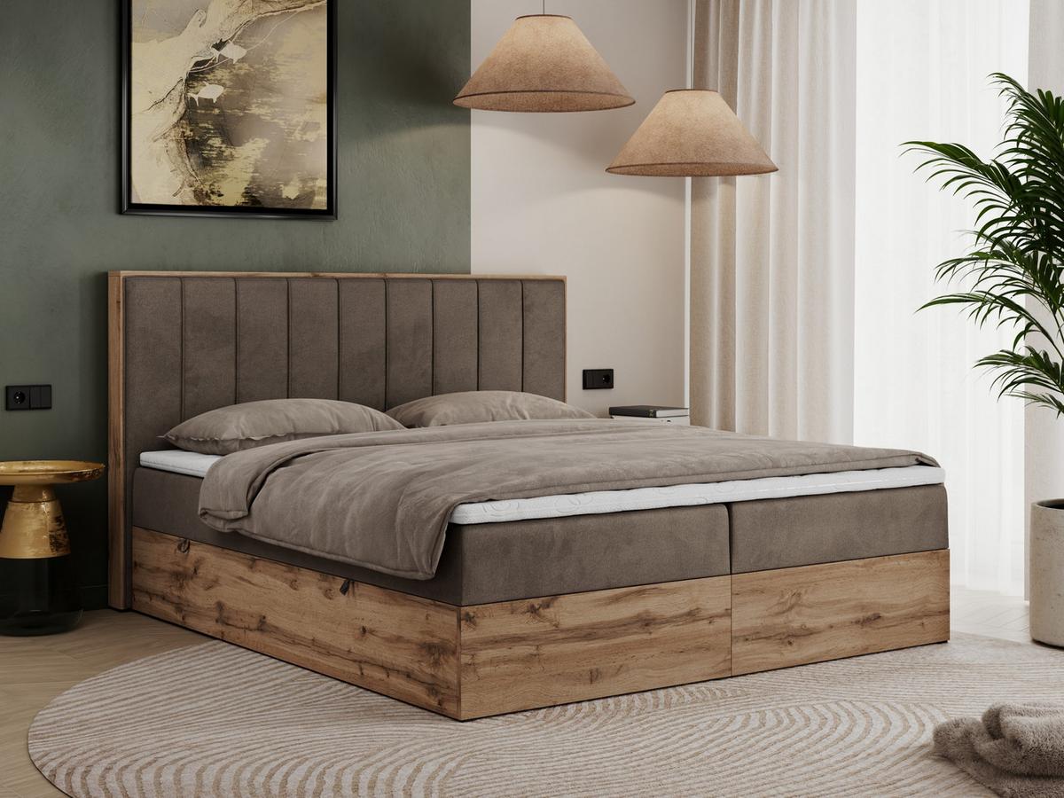 BOXBETT BELLISSIMO 160/200 Braun Velvet - H4 - Braun, Holz/Textil (160/200cm) - MKS
