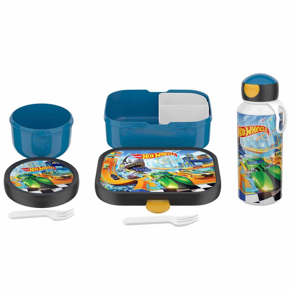 LUNCHSET Campus Hot Wheels 3-tlg. - Blau/Multicolor, Kunststoff (6.8/24.4/24cm) - Mepal