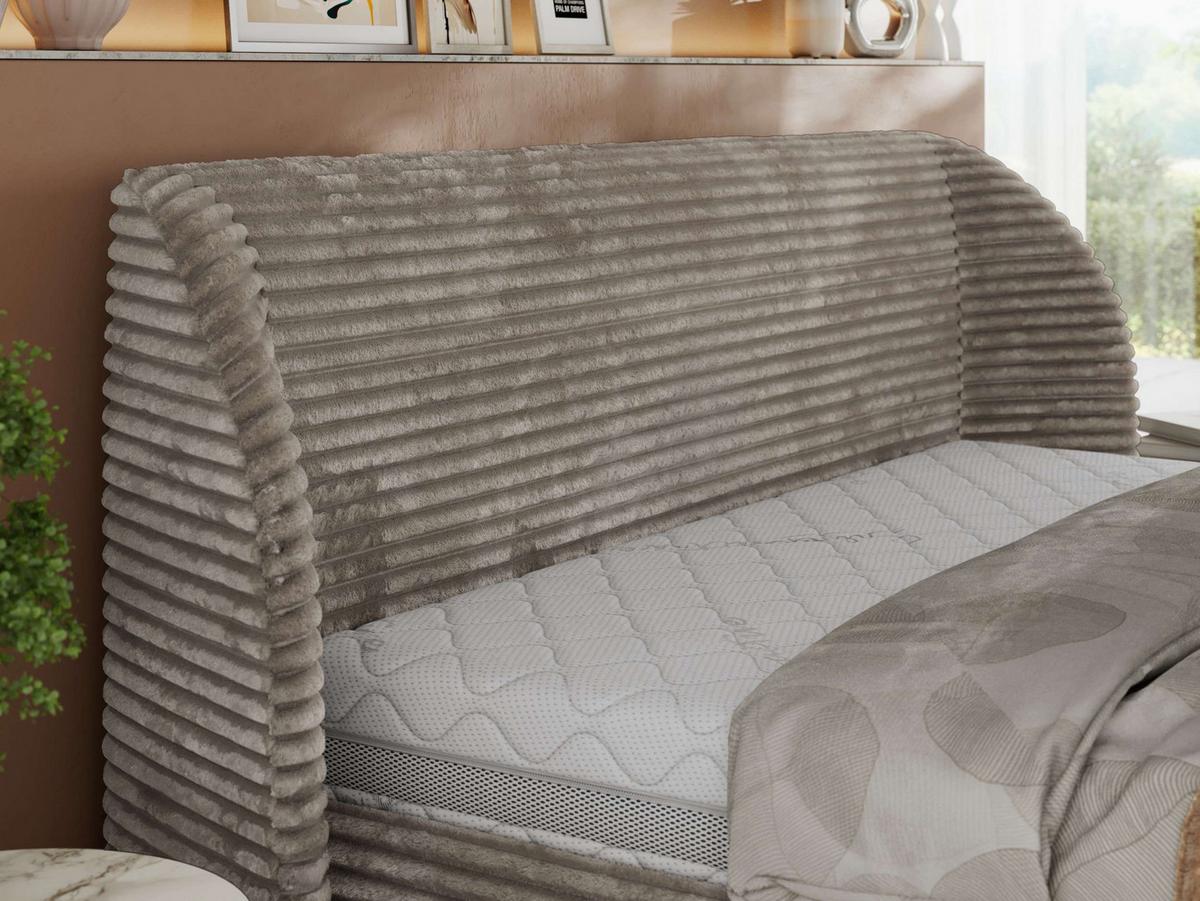 POLSTERBETT CAELA CLASSIC 140/200 - Hellbraun Cord - Pocket-Matratze - Hellbraun, Textil (140/200cm) - MKS
