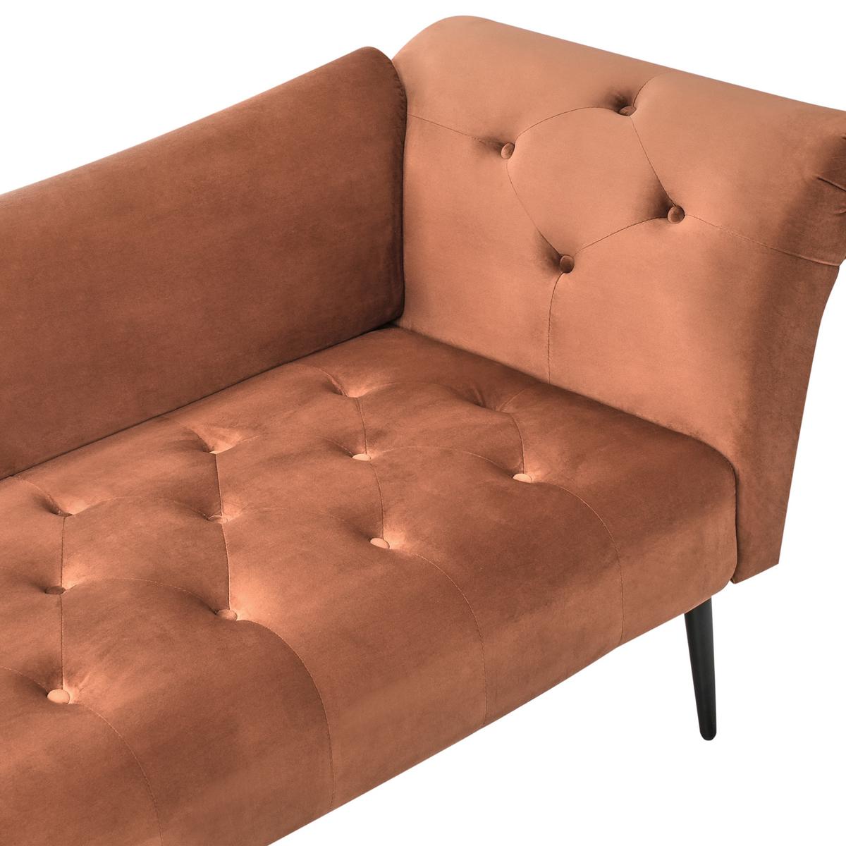 CHAISELONGUE Samtstoff Goldbraun Nantilly - Goldfarben/Schwarz, Textil (175/76/69cm) - Beliani