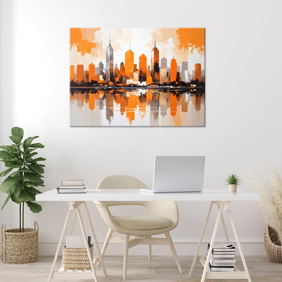 LEINWANDBILD Städte & Architektur 90x60cm - Orange, Textil (90/60cm) - Feeby