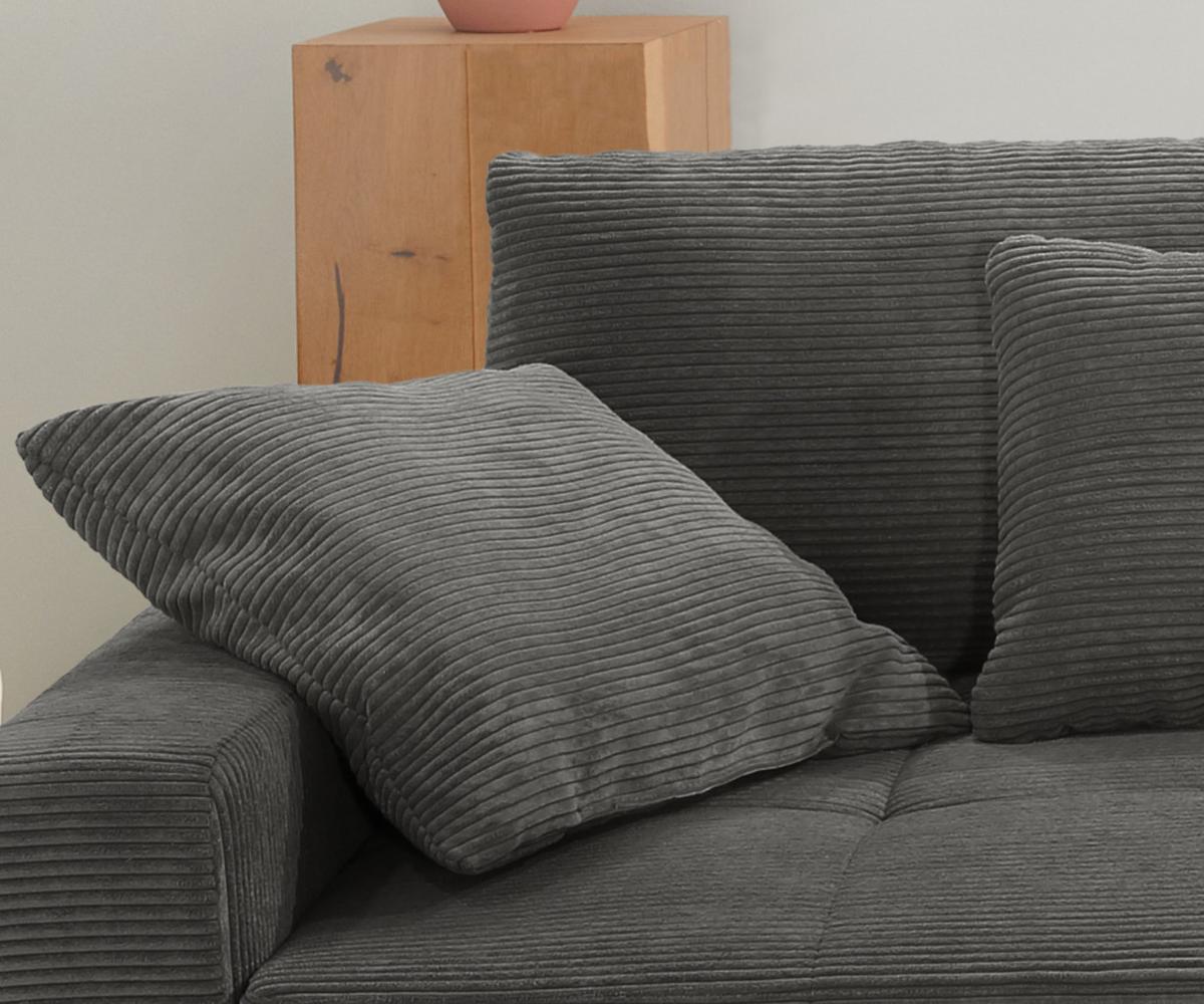 BIG-SOFA mit 2 Bettkästen, viel Stauraum, B274/T113/H84 cm, Liegefläche 103x241 cm, Cord Dunkelgrau / 15261 - Dunkelgrau/Schwarz, Kunststoff/Textil (284/84/113cm) - luma-home