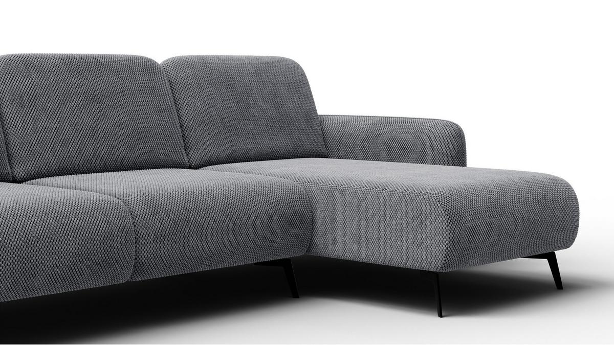 ECKSOFA FEBE 4-Sitzer rechts, grau - Schwarz/Grau, Holz/Textil (264/157cm) - Wozimo
