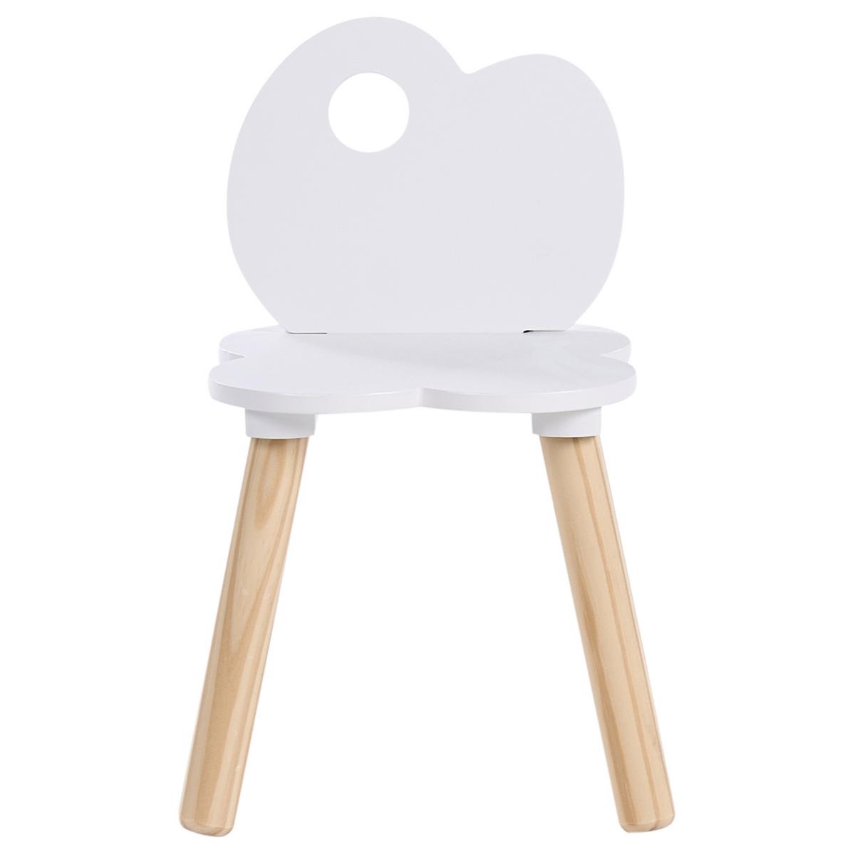 KINDERTISCH und Stuhlset Weiß Cloudy - Hellbraun, Holzwerkstoff (65/77/26cm) - Beliani