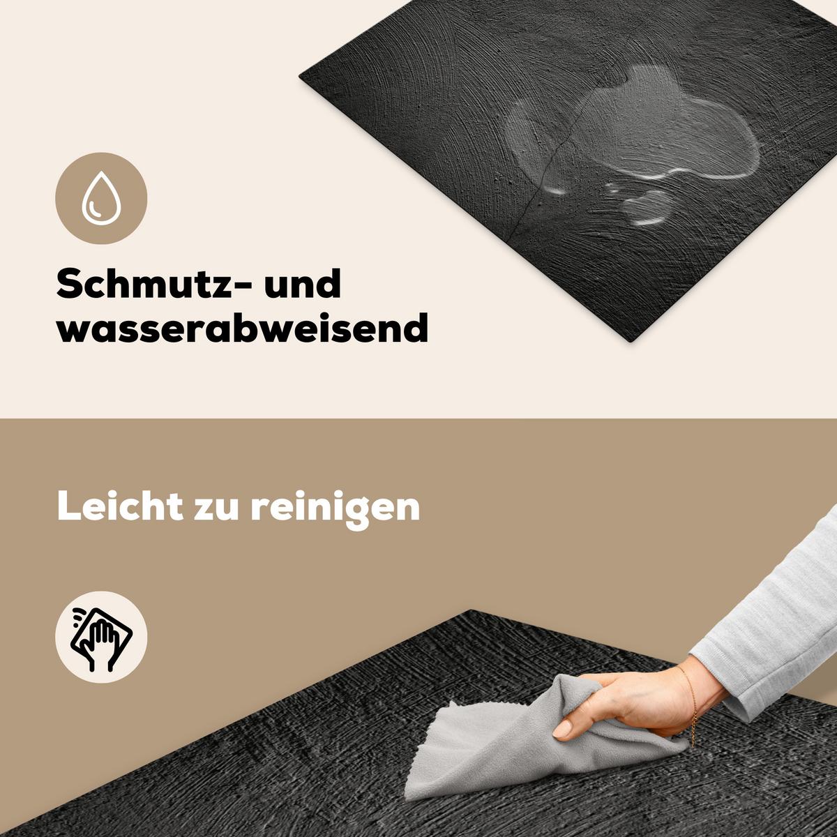 HERDABDECKPLATTE Beton - Schwarz - Industriell Abdeckung Ceranfeld 57.6x51.6 cm - Anthrazit, Kunststoff (57.6/51.6/0.2cm) - MuchoWow