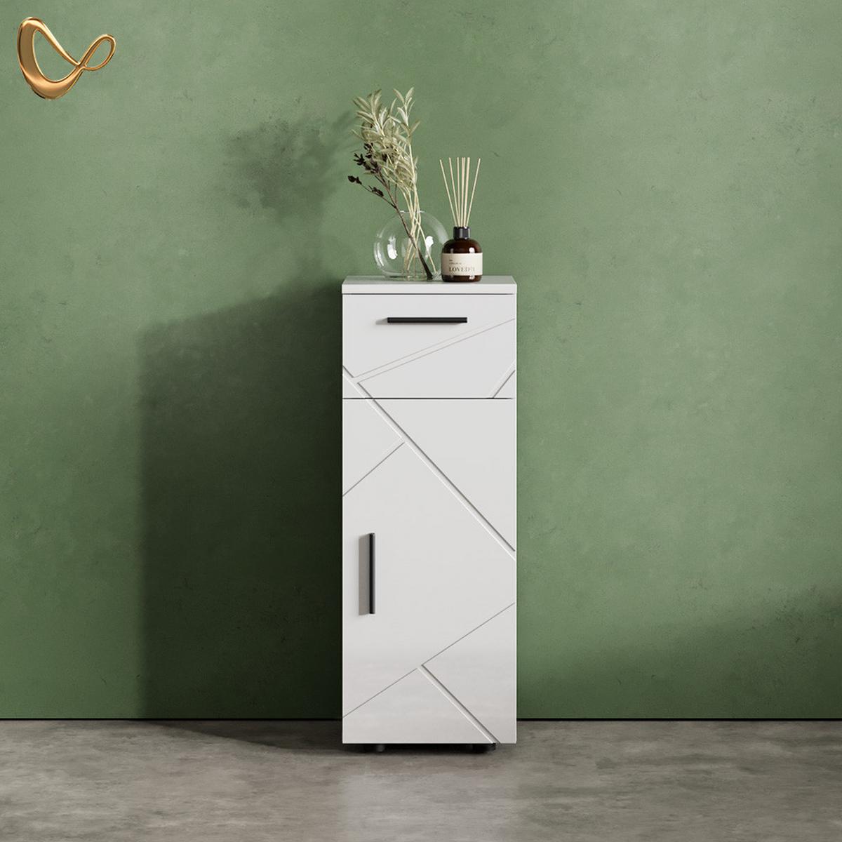 MIDISCHRANK Ronco Weiß Hochglanz 30 x 81 cm - Weiß Hochglanz, Holzwerkstoff (30/81/30cm) - Livinity®