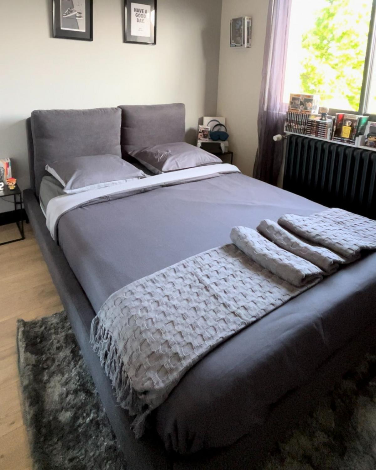 POLSTERBETT 140/200cm Dunkelgrau Melle - Dunkelgrau, Textil (140/200cm) - Beliani