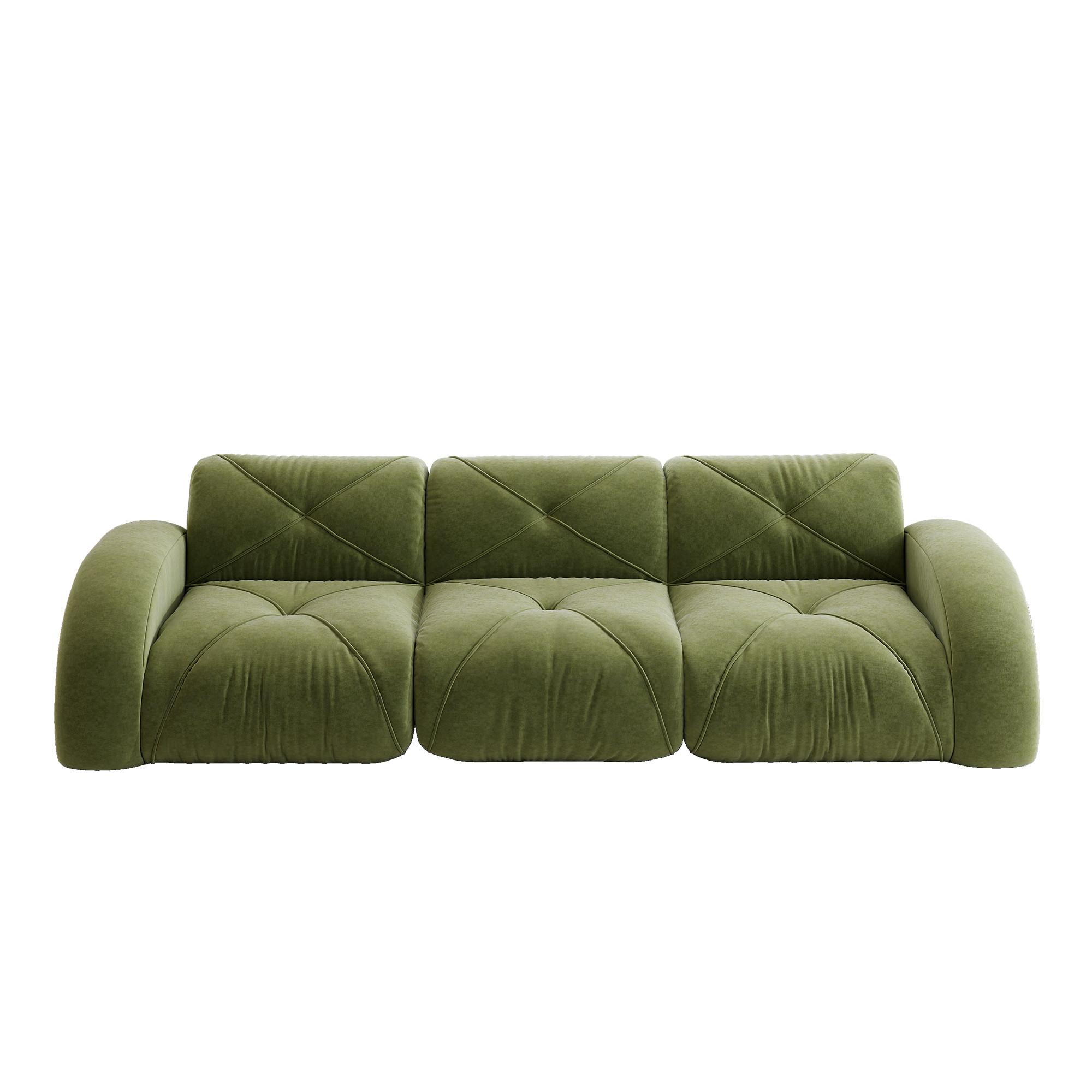 3-SITZER SOFA chenille in weiß oder grün, rahmenlos & montagefrei - Grün, Textil (281/76/95cm) - Urban Meuble