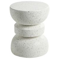 BEISTELLTISCH 37/37 cm Terrazzo Optik Cremeweiß Faliro - Weiß, Keramik (37/37/45cm) - Beliani