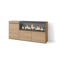 SIDEBOARD, Elektrokamin XXL, eiche, 158/35/75cm - Eichefarben/Schwarz, Holzwerkstoff (158/75/35cm) - Skraut Home