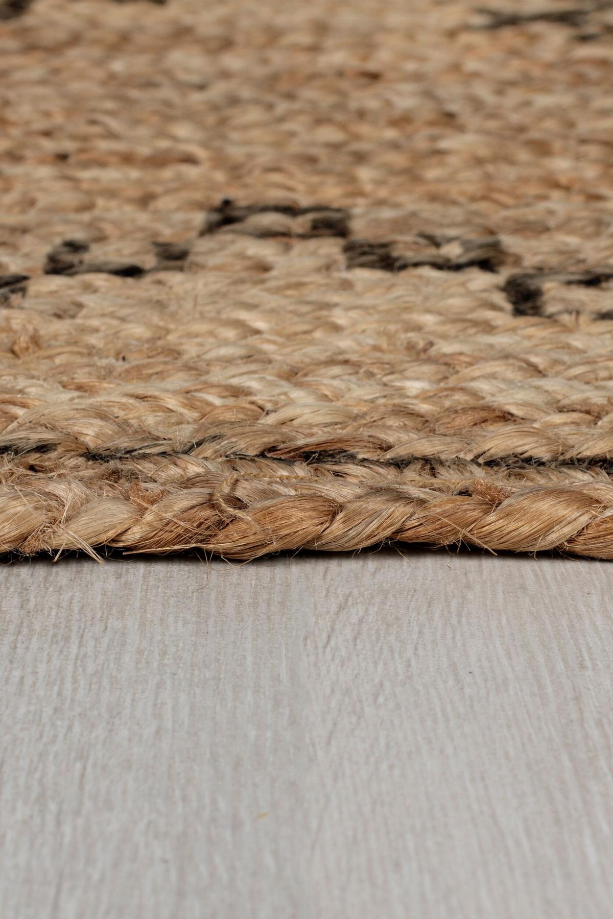 JUTETEPPICH handgewebt NEATH, geometrisch-abstrakt, Braun-Schwarz, 200 x 290 cm - Braun, Naturmaterialien (200/290cm) - KADIMA DESIGN