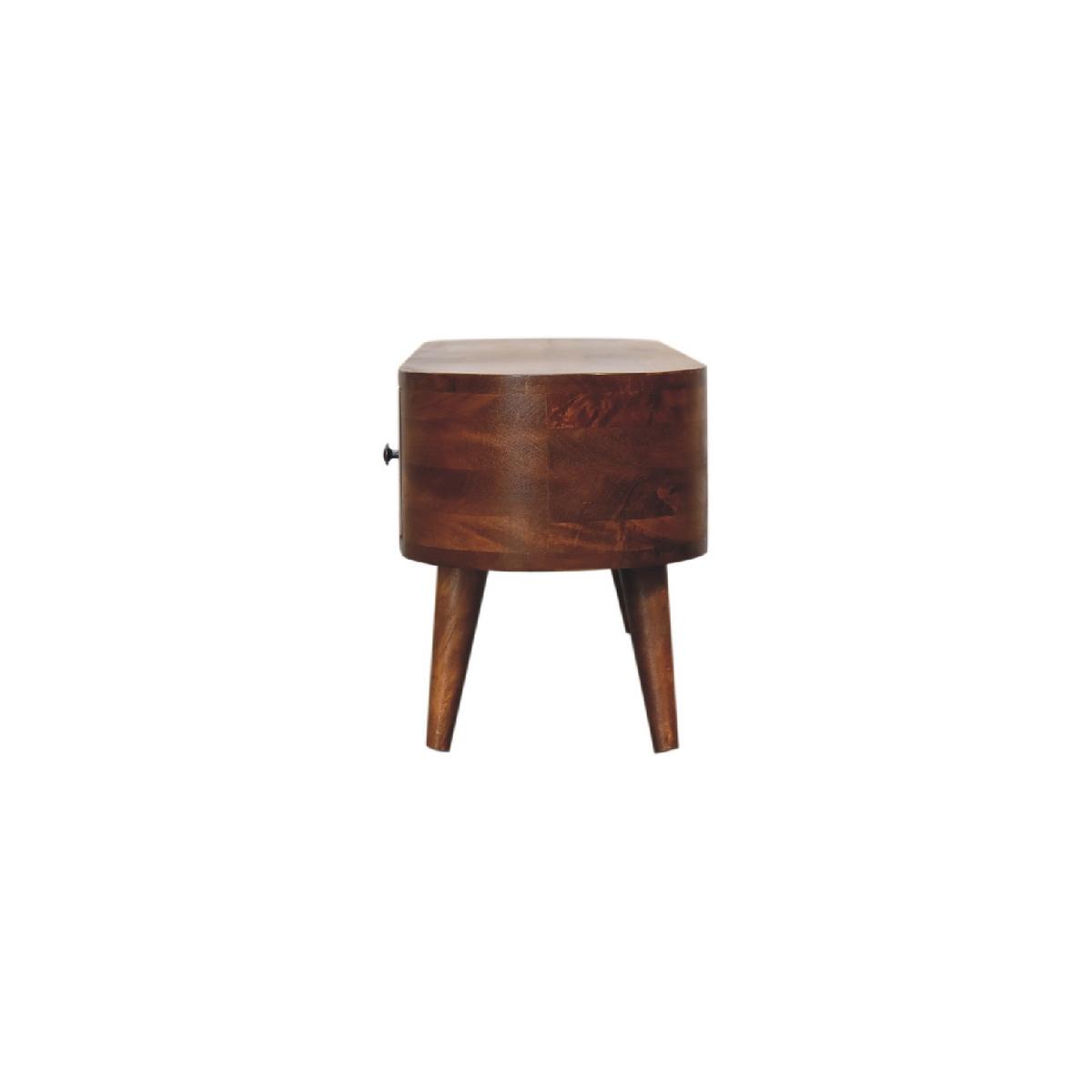 MEDIENANLAGE Runde Offene Lagerung, 2 Schubladen, im Kastanienholz-Finish, Beige - Messingfarben/Braun, Holz/Metall (30/100/37cm) - Artisan Furniture