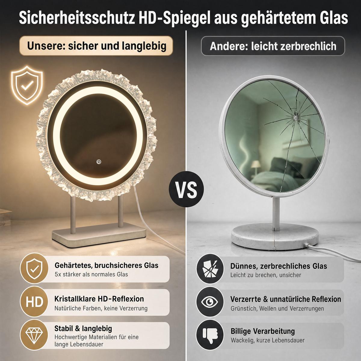 SCHMINKSPIEGEL Xandril 40/12/48 cm - Weiß, Glas (12/48/40cm) - ZMH