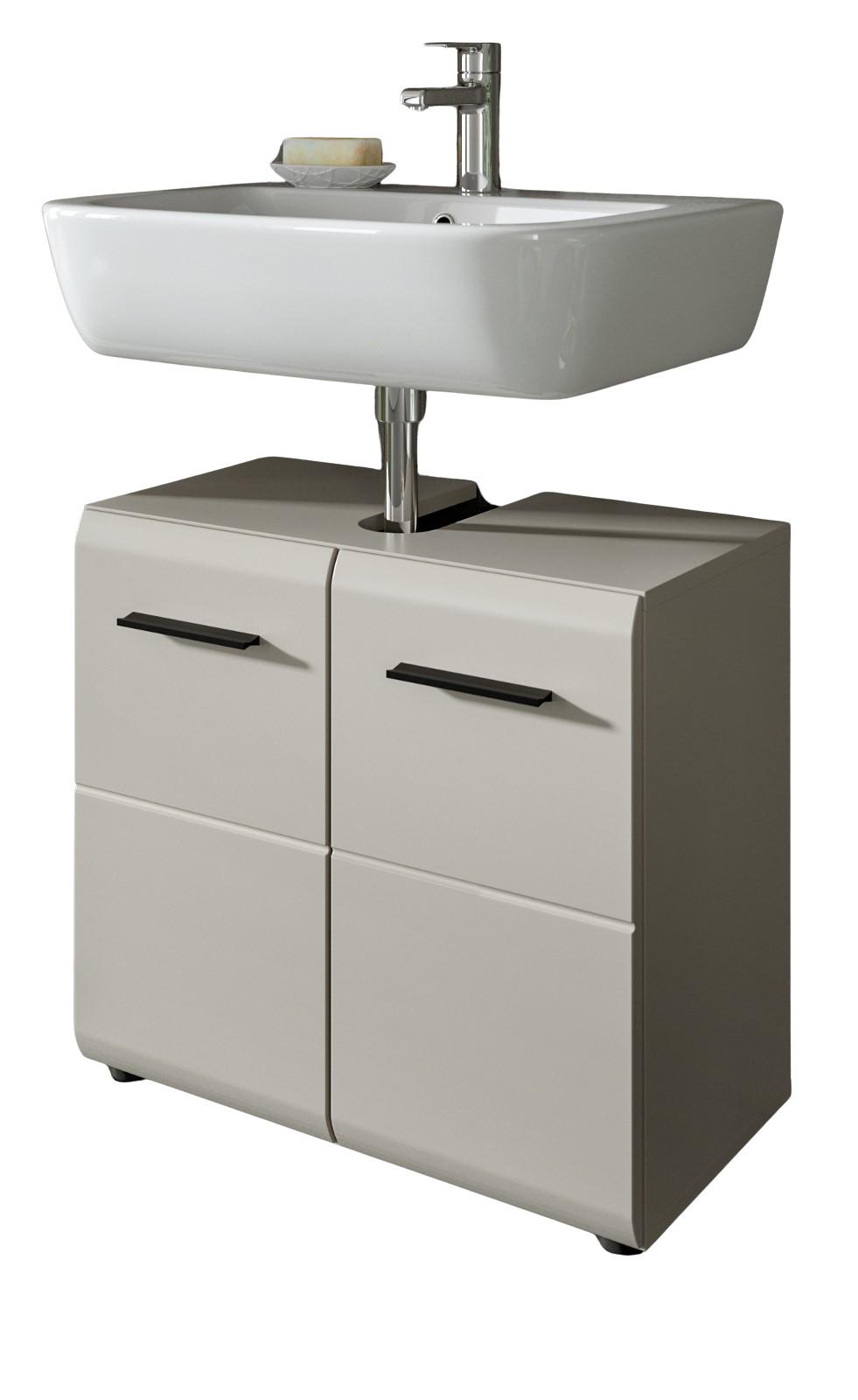 WASCHBECKENUNTERSCHRANK Kaschmir 60 cm, Badezimmer Unterschrank 2-türig - Kaschmir/Schwarz, Holzwerkstoff/Kunststoff (60/54/30cm) - Inn.Furn