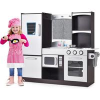 KINDERKÜCHE Mit Kühlschrank Grau - Grau, Holz (79/89/30cm) - COSTWAY