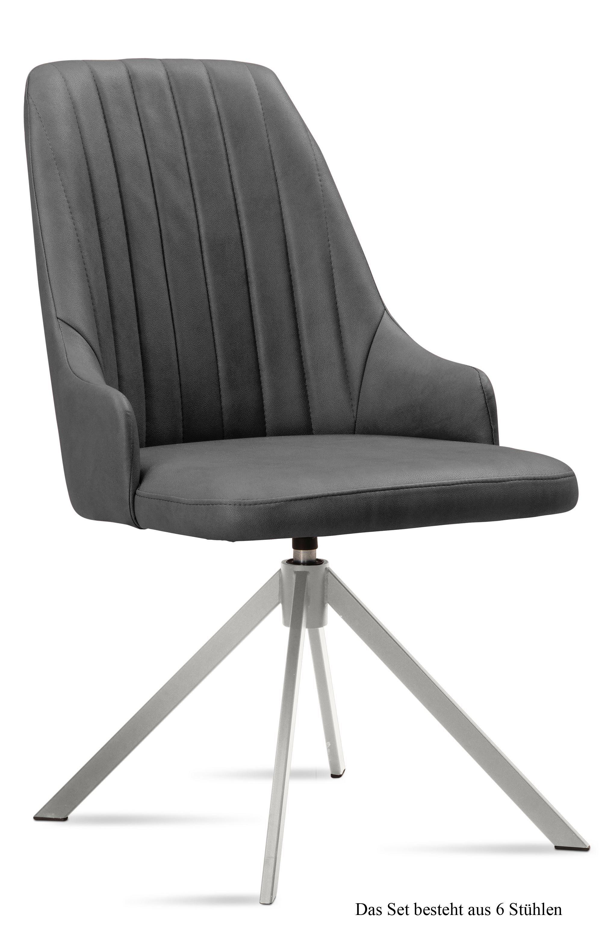 ESSZIMMERSTUHL drehbar (6er-Set) Davorka 52x91x60 Edelstahl/Grau - Edelstahlfarben/Grau, Kunststoff (60/91/52cm) - 58aufmkessel