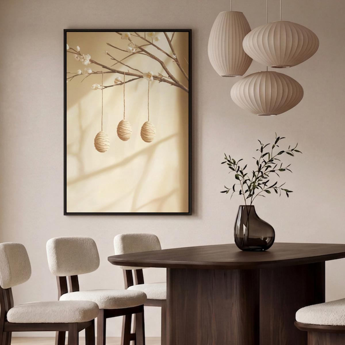 LEINWAND Bilder mit Rahmen - Beige - Osterkuchen - Eier - 100x150 - Beige, Textil (100/150cm) - MuchoWow