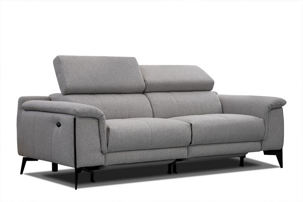 RELAXSOFA MATERA 3-Sitzer mit 2 Relaxfunktionen, grau - Schwarz/Grau, Holzwerkstoff/Textil (212/82/103cm) - Wozimo