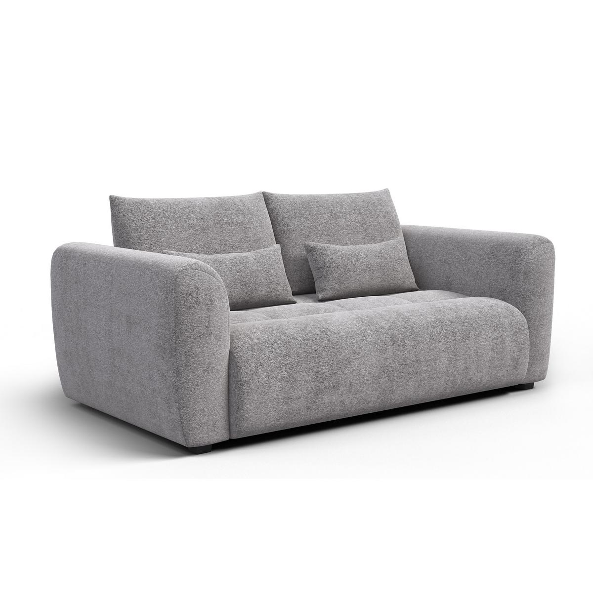 SOFA SORENO 3-Sitzer, platingrau - Schwarz/Grau, Holz/Textil (214/94/114cm) - Wozimo