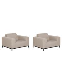 GARTENSESSEL 2er-SET beige/schwarzes Gestell Rovigo - Beige/Schwarz, Textil (105/68/84cm) - Beliani